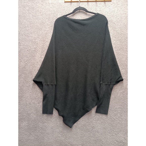 Vici Ribbed Asymmetrical Sweater Women's L Dark Green Batwing Knit Top - Picture 3 of 6